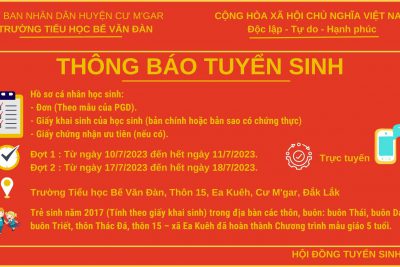 KẾ HOẠCH TUYỂN SINH LỚP 1 – NĂM HỌC 2023-2024